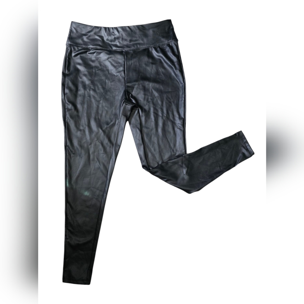 New With Tags Just Be Size 1X Women's Faux Leather Leggings Plus Black Stretch